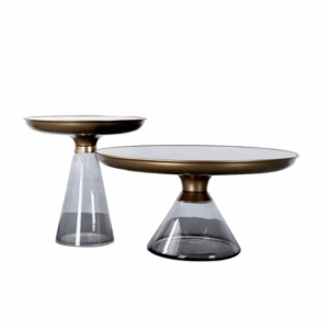 Conjunto de mesas auxiliares Monaco redondas de vidrio templado - acabado de lujo