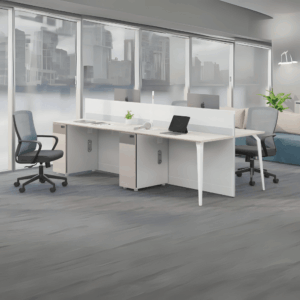 Workstation desk Saffle-C with partition and side cabinet