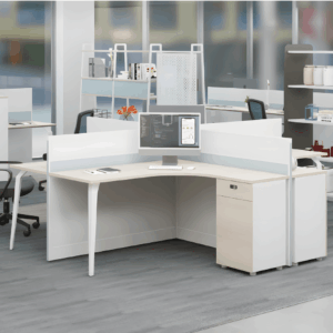 Workstation desk Saffle-D in L with partition and side cabinet