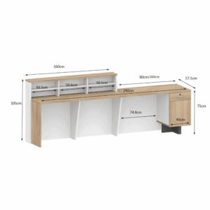 Vetlanda large wooden reception desk with storage