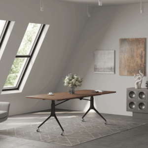 Table pliante Zebuli rabattable en deux et mobile