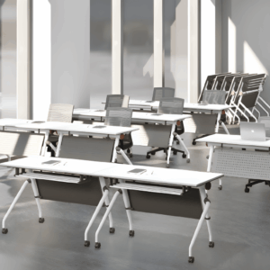 Bureau Vainery pliant avec rangement et roulettes