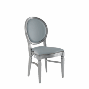 Medallion chair with wooden frame in silver finish