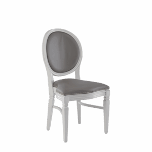 Medallion chair with white wooden frame