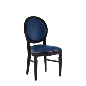 Medallion chair with black wooden frame