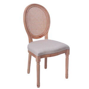 Light wood medallion chair with rattan backrest