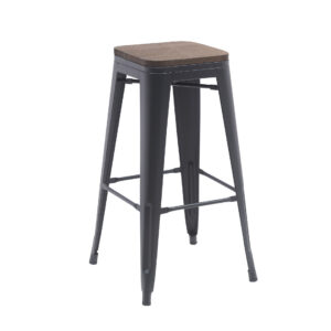 Industrial Metal Bar Stool with Wooden Seat Tolix Style