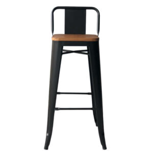 Chaise de bar industrielle metal assise bois avec dossier Tolix Style
