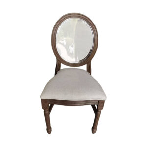 Medallion chair with dark wood frame