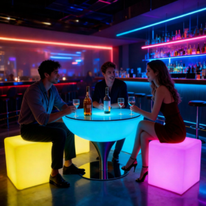 Tabouret cube lumineux 50cm