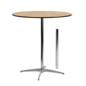 High table Alu-wood diameter 75 cm H105cm convertible into a table