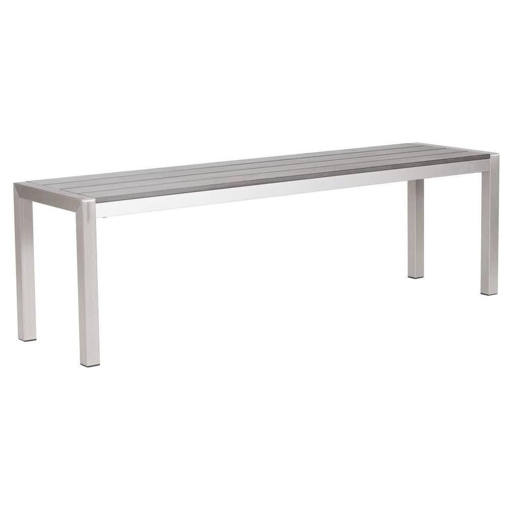 Banc extérieur CIUDAD double en aluminium brossé