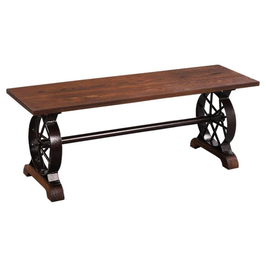 Banc intérieur NICOLAS acier avec assise couleur noyer– 122 × 36 cm