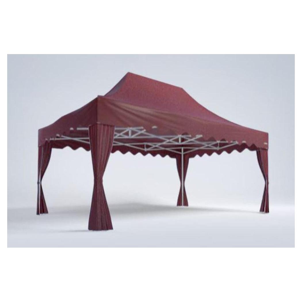 Tente Canopy 6 × 4 m avec bandeaux décoratifs et rideaux d’angle