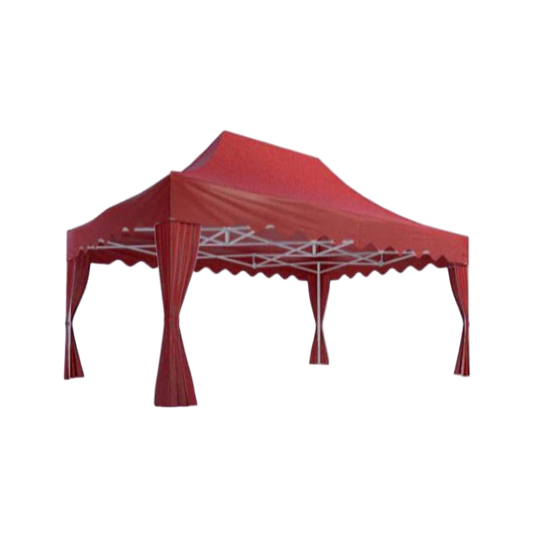 Tente Canopy 4,5 × 3 m avec bandeaux décoratifs et rideaux d’angle