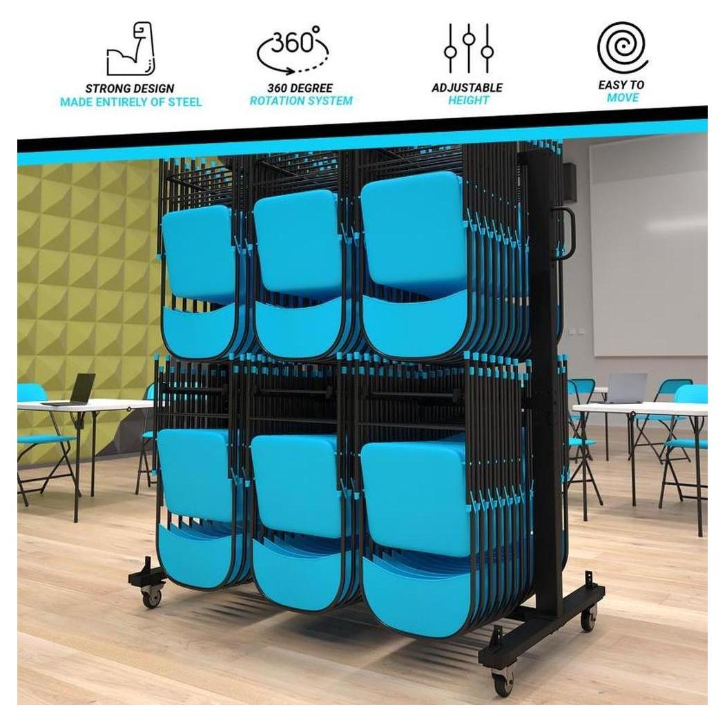 Carro reforzado para mesas plegables y sillas - ruedas con bloqueo