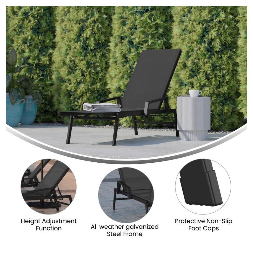 Chaise longue extérieure CASSIS réglable avec accoudoirs