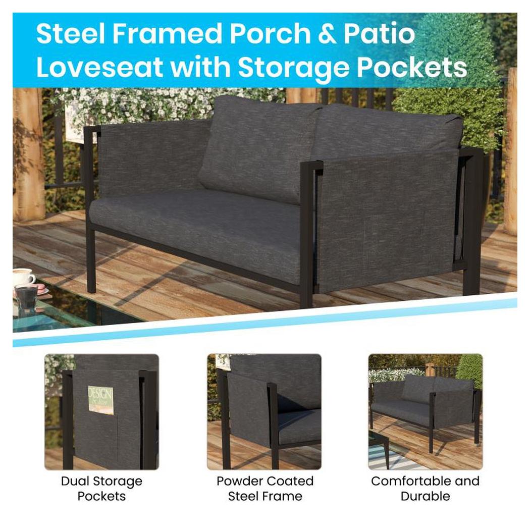 Canapé deux places intérieur / extérieur ESTEL avec coussins