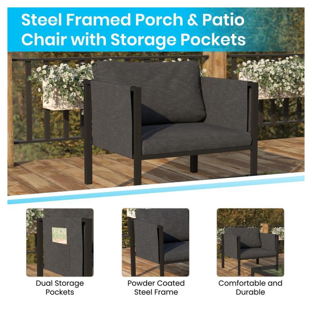 Chaise de terraza interior / exterior ESTEL con cojines