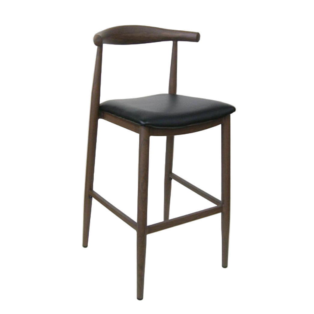Metal bar stool with wood effect in mid-century style