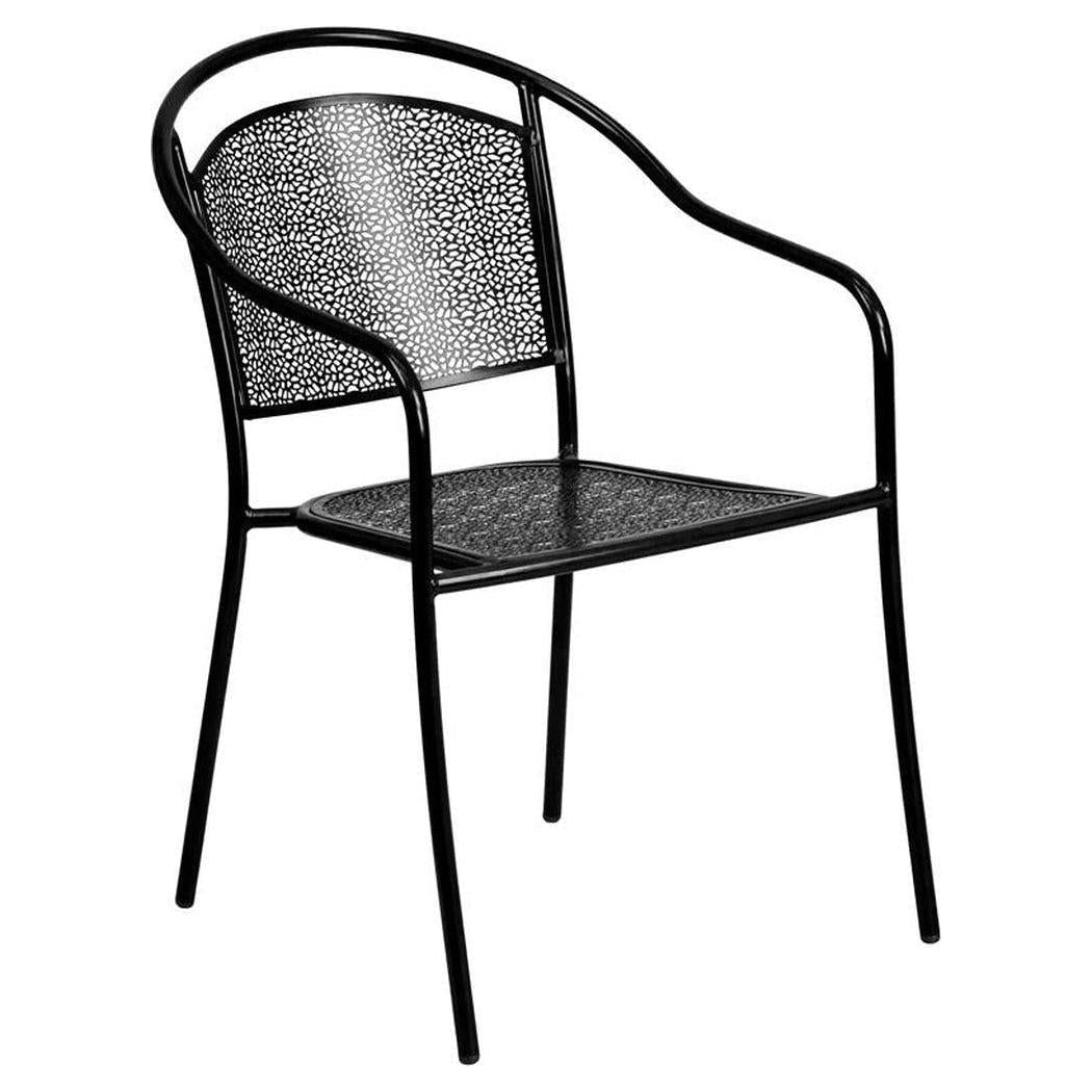 Sillón de terraza exterior de acero con respaldo redondeado