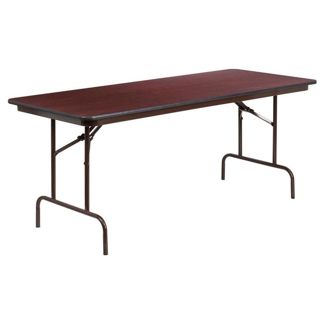 Folding banquet table in high-pressure laminate with mahogany finish - 183 cm