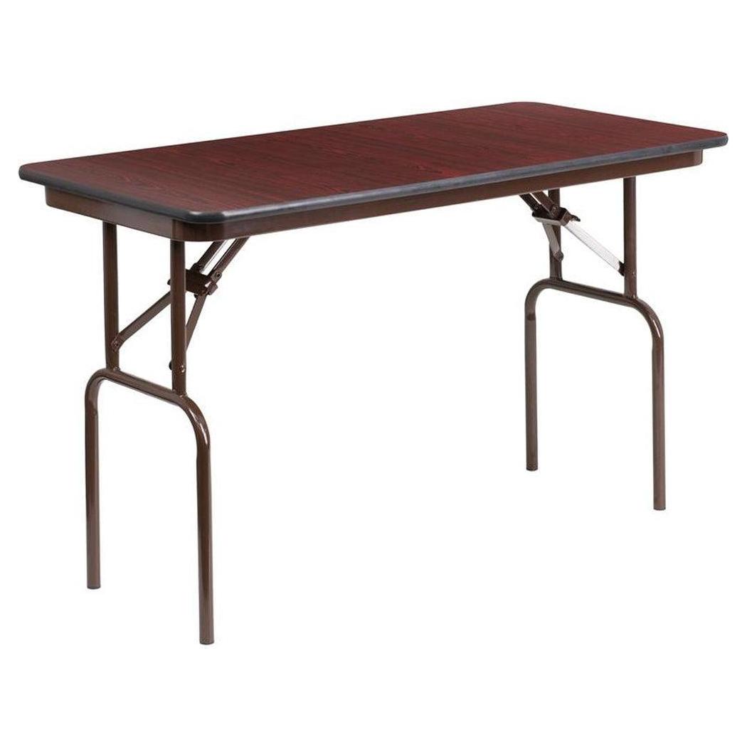 Folding banquet table in melamine laminate with mahogany finish - 122 cm