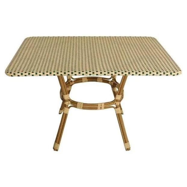 Table bistrot extérieure avec plateau en verre – rectangulaire 122 × 91 cm