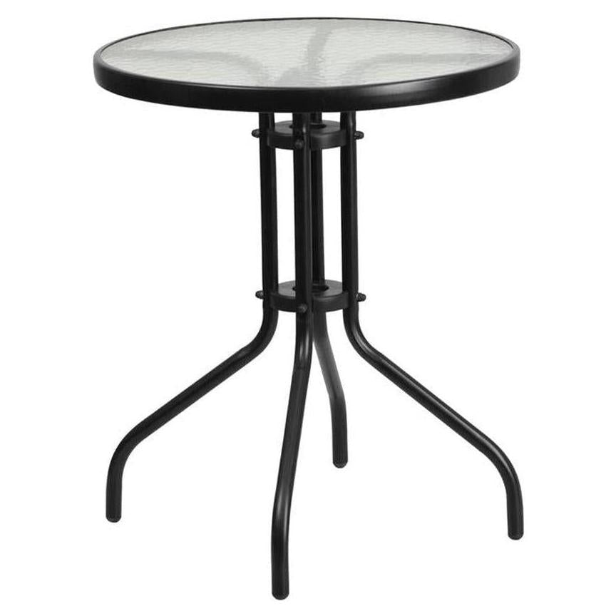 Table ronde extérieure Ø 60 cm avec plateau en verre trempé
