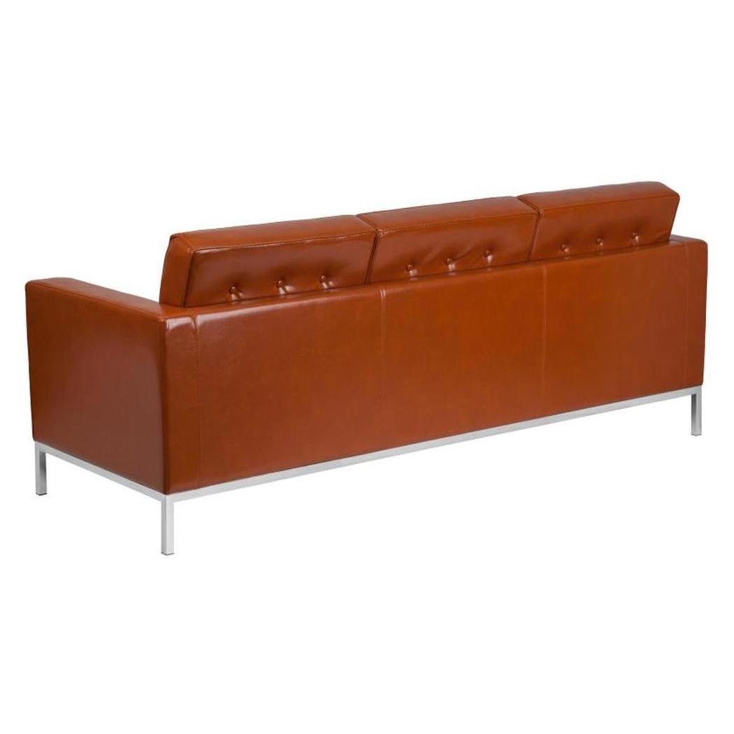 TITAN STAN– canapé CLAUDIErain en LeatherSoft cognac avec structure inox