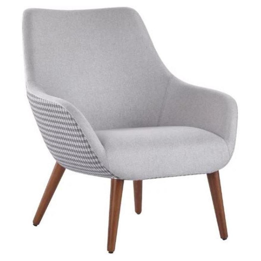 Fauteuil lounge ALEXANDRA rembourré avec piétement bois