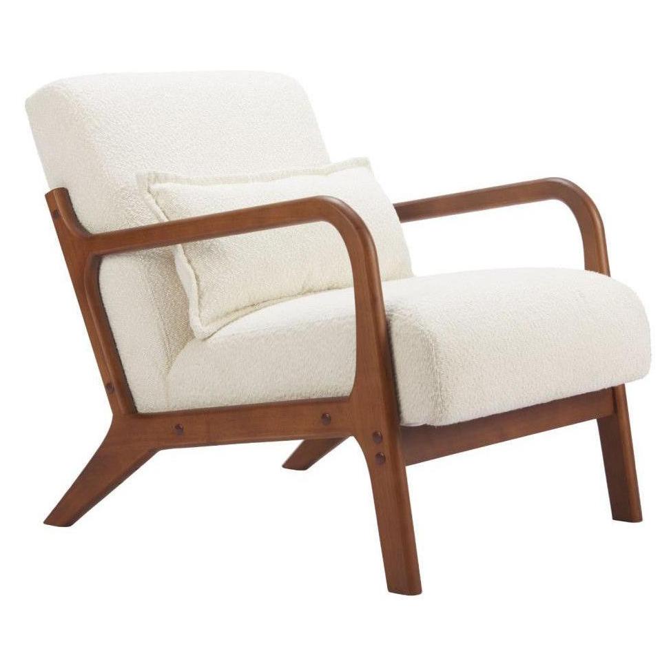 Fauteuil rembourré Design Beige et Bois Georgina