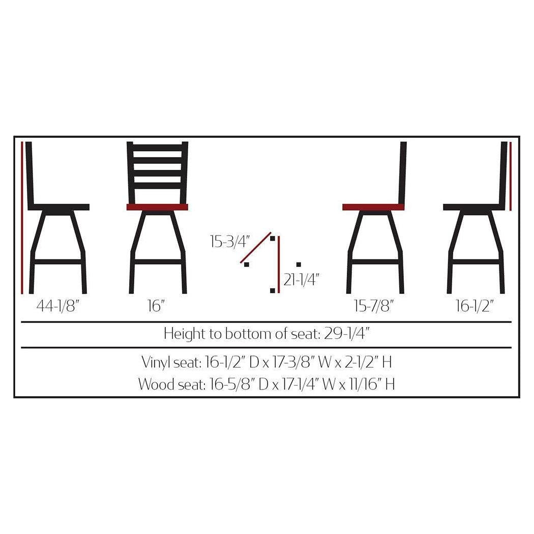 Tabouret de bar à dossier échelle avec piétement pivotant noir