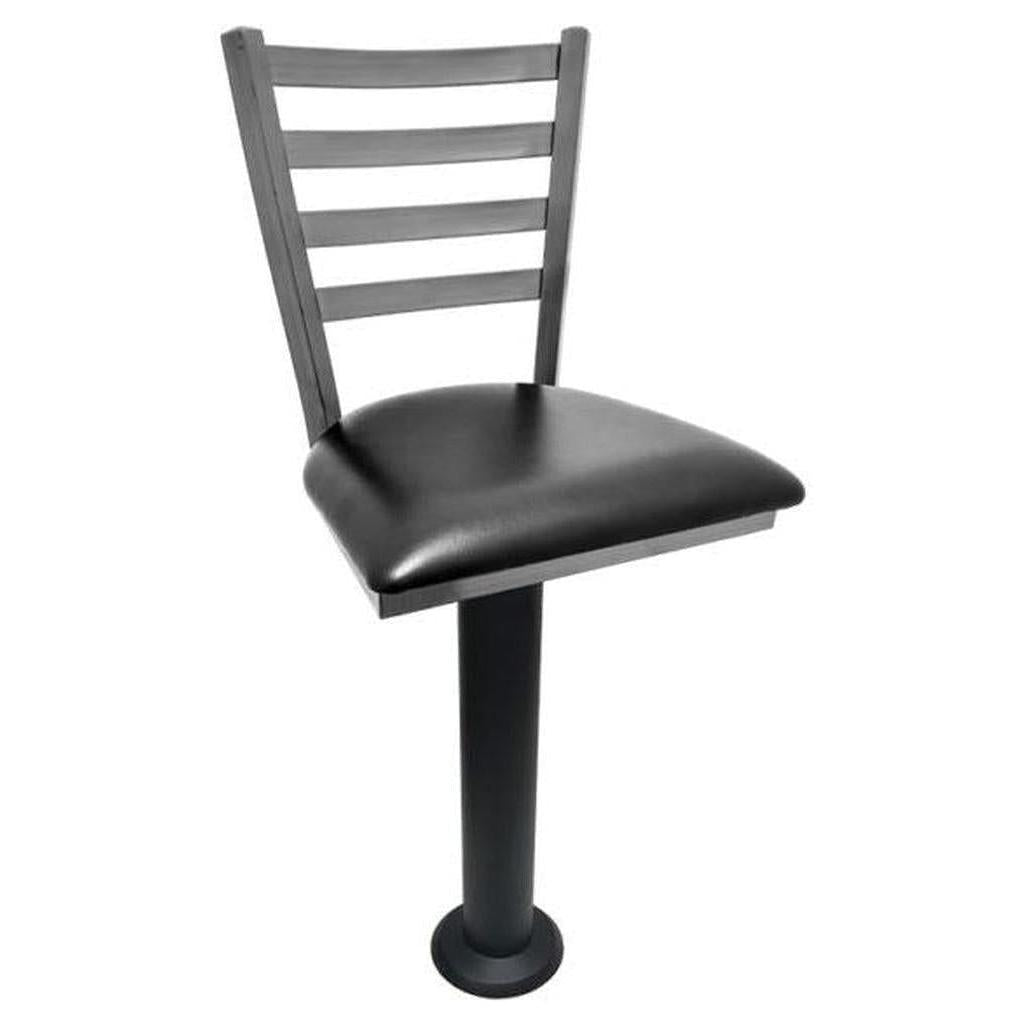 Tabourets de bar à dossier échelle finition transparente sur piétement fixé au sol