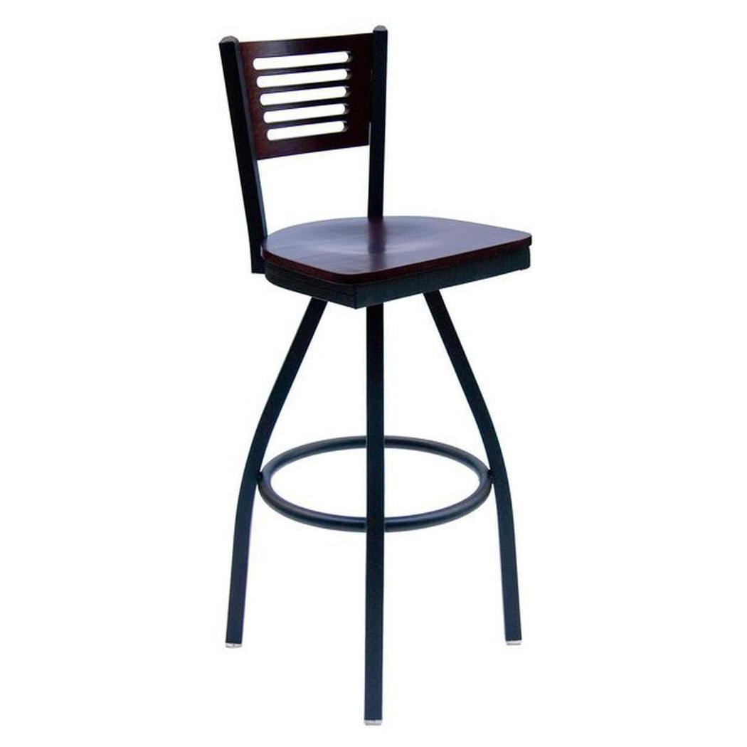 Bar stool LUKE with wooden backrest and swivel base