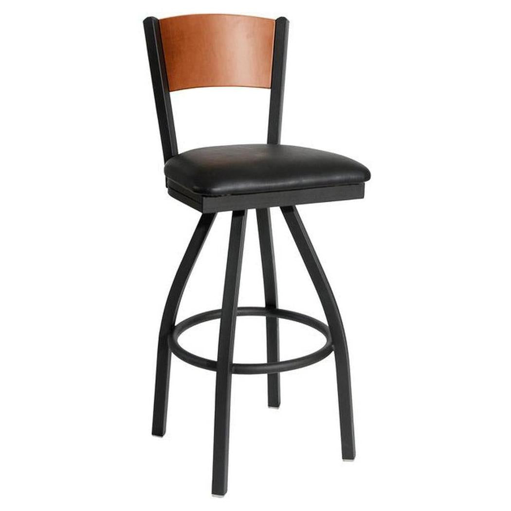 Tabouret de bar JOSEPH avec dossier bois et piétement pivotant