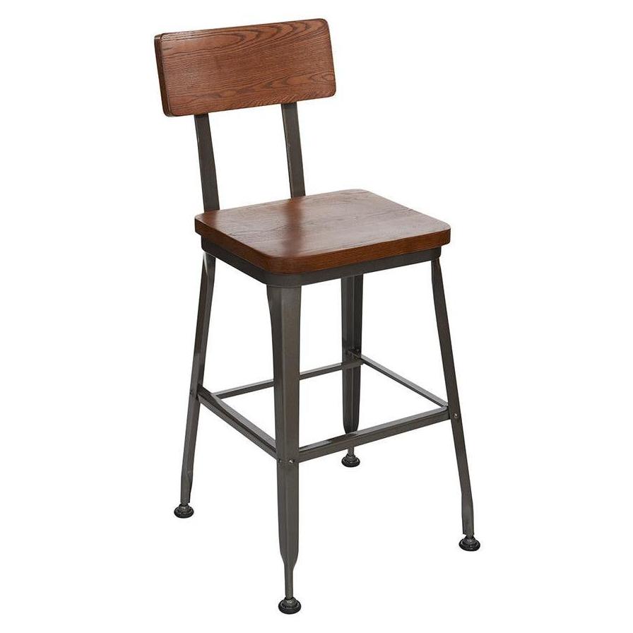 Taburete de altura de mostrador HARRIS con respaldo de madera