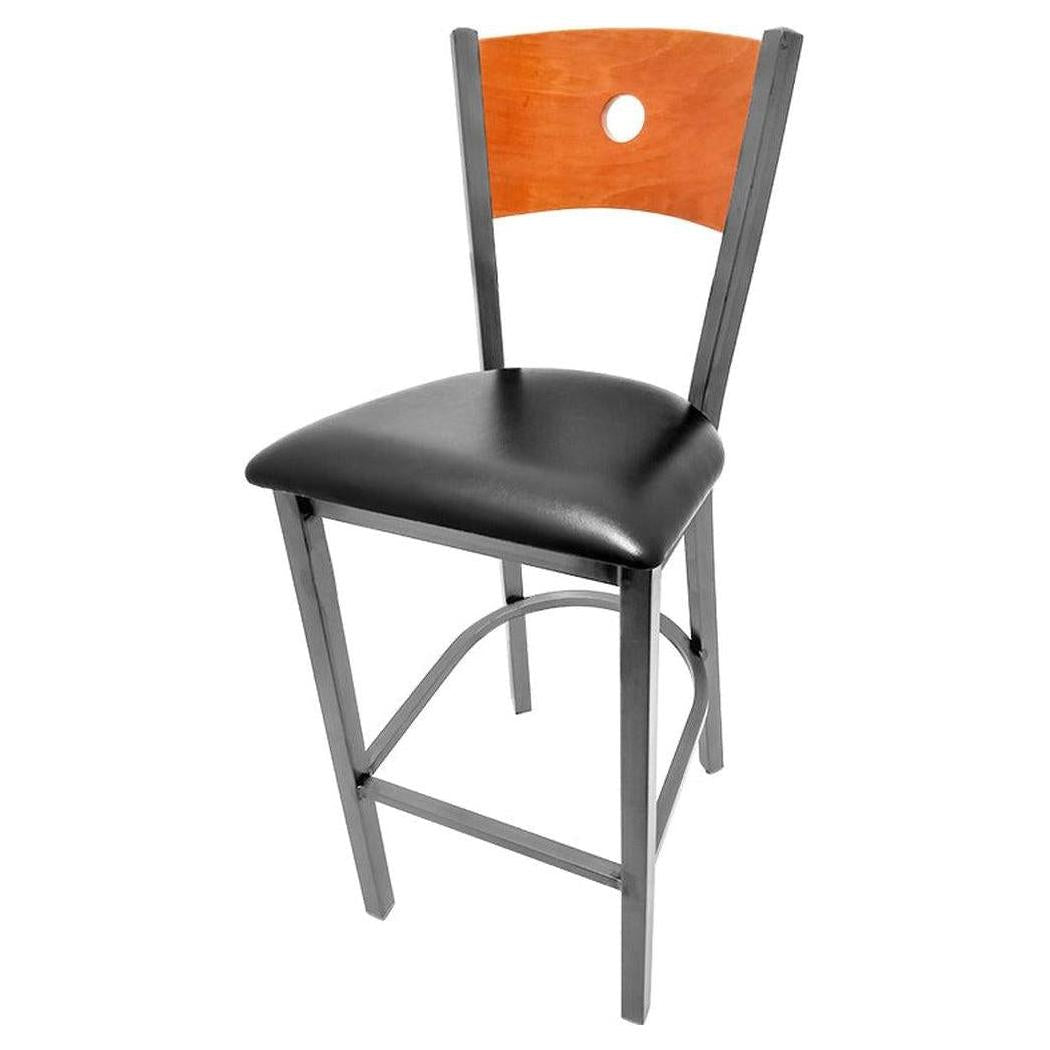 Bar stool SALOON with transparent wood finish backrest