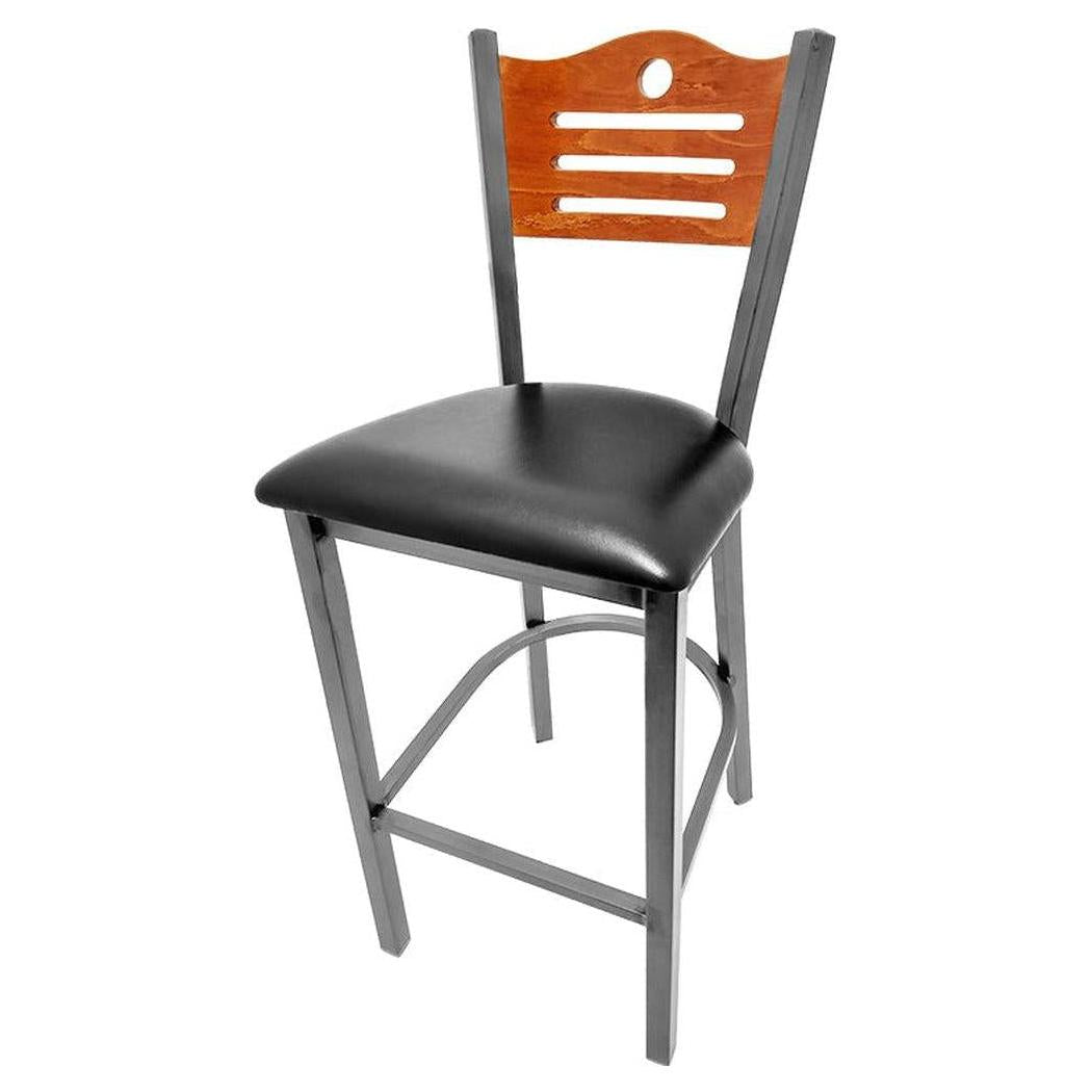 Tabouret de bar YLDI avec dossier bois finition transparente