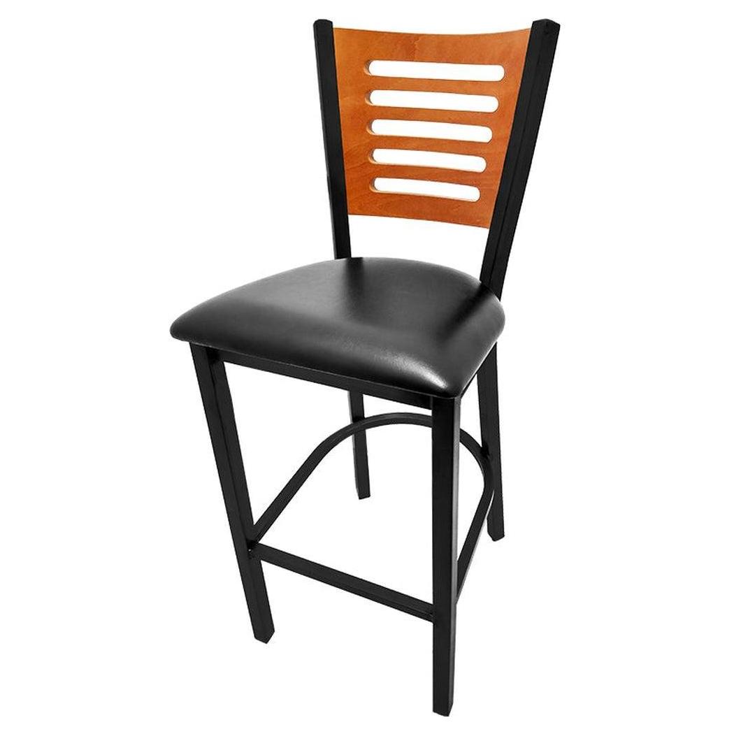 Tabouret de bar G5 avec dossier bois finition noire