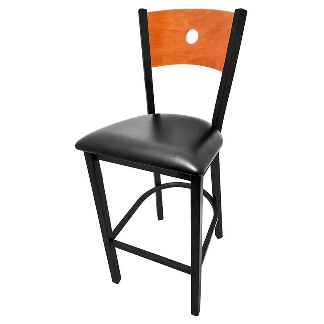 Bar stool SALOON with black finish wooden backrest
