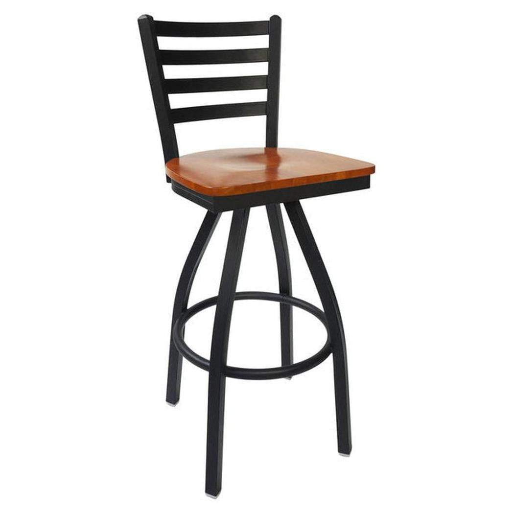 Tabouret de bar à dossier échelle PAOLA avec piétement pivotant