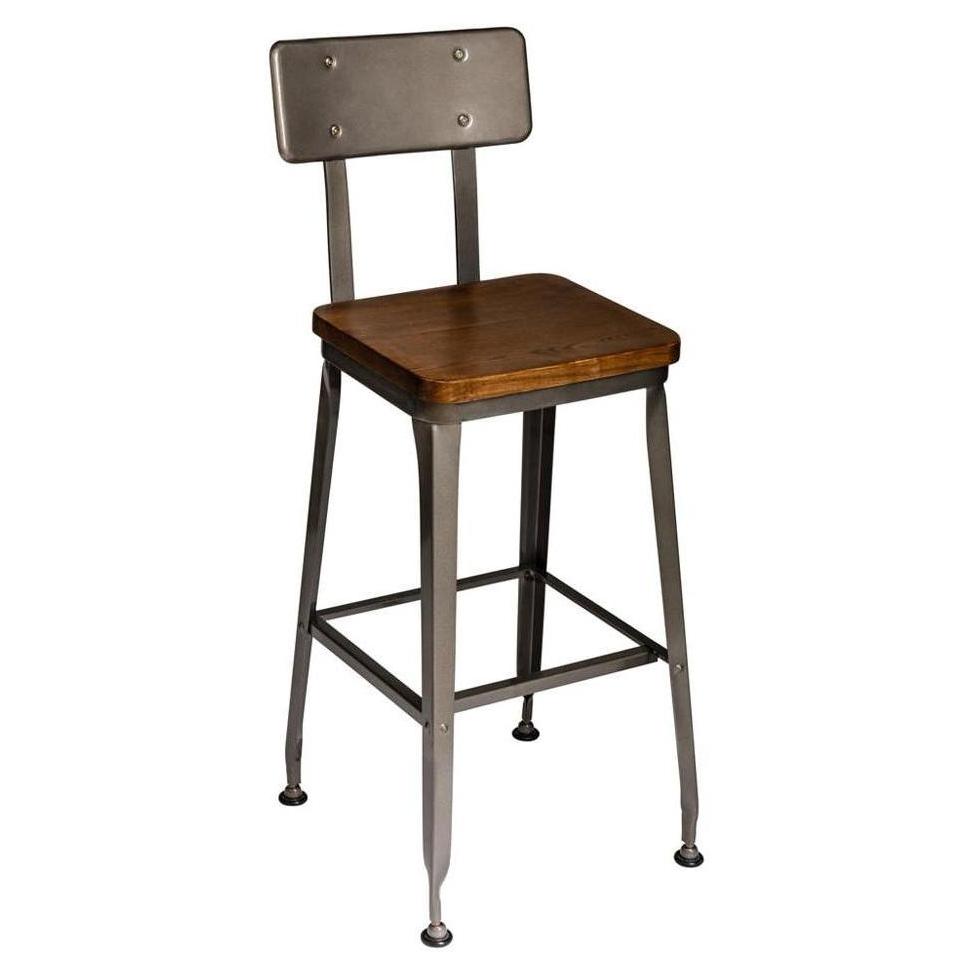 Tabouret de bar HARRIS avec dossier métal