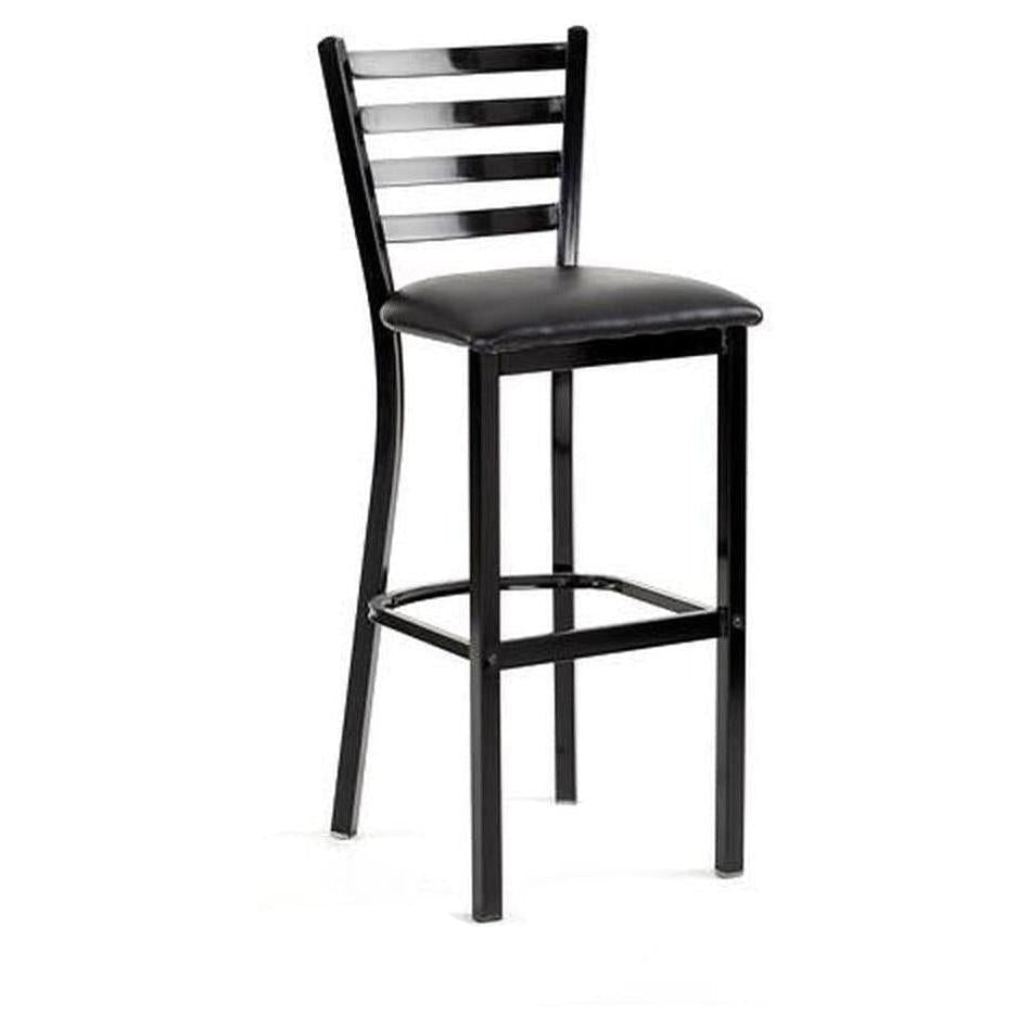 Tabouret de bar en métal avec dossier à canaux