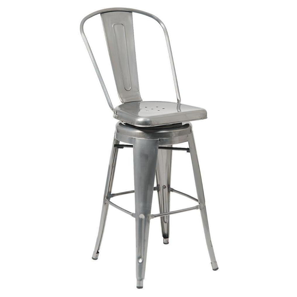 Swivel bar stool in transparent finish steel