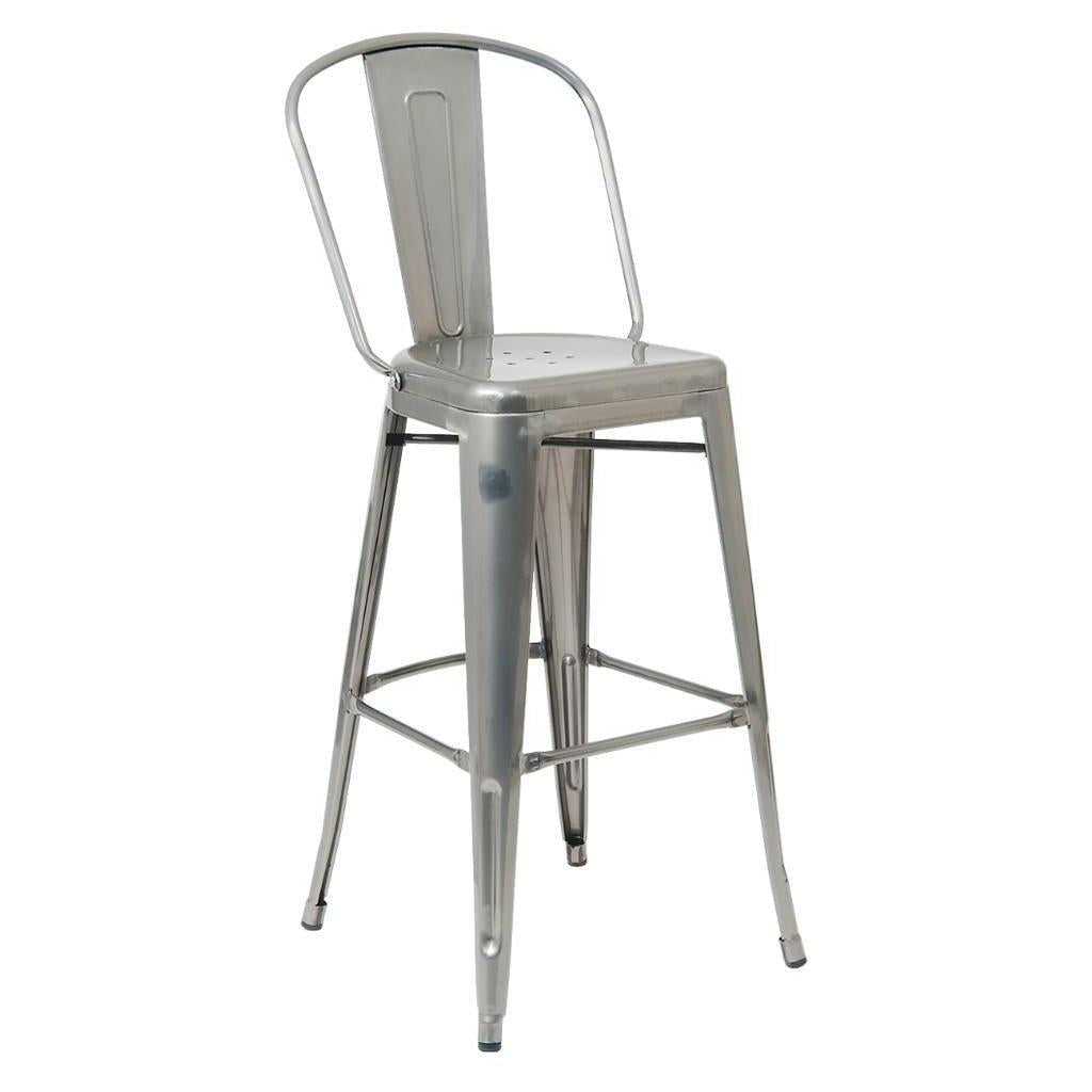 Tabouret de bar en acier finition transparente