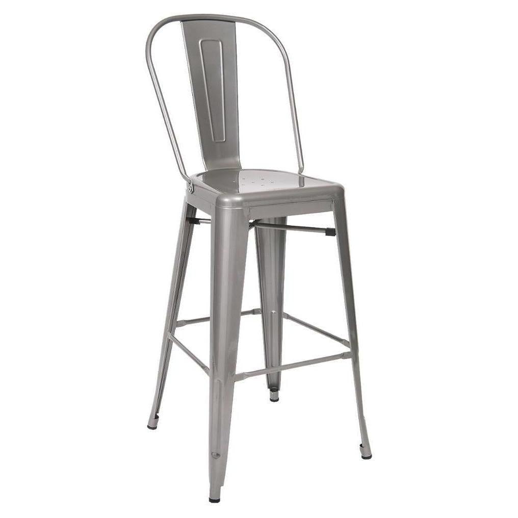 Tabouret de bar en acier finition gris clair