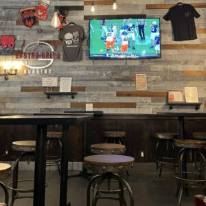 Adjustable metal and solid wood bar stool