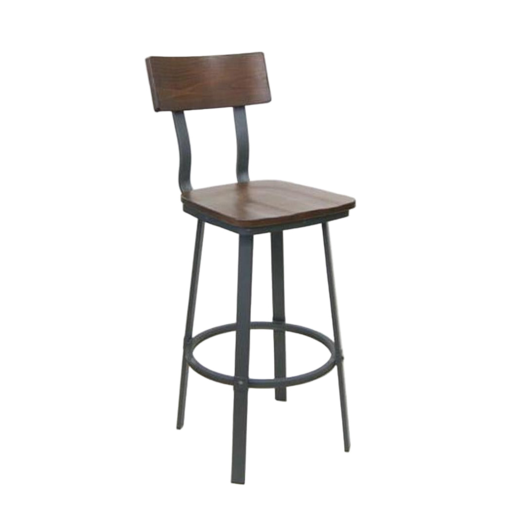 Tabouret de bar en bois noyer et métal