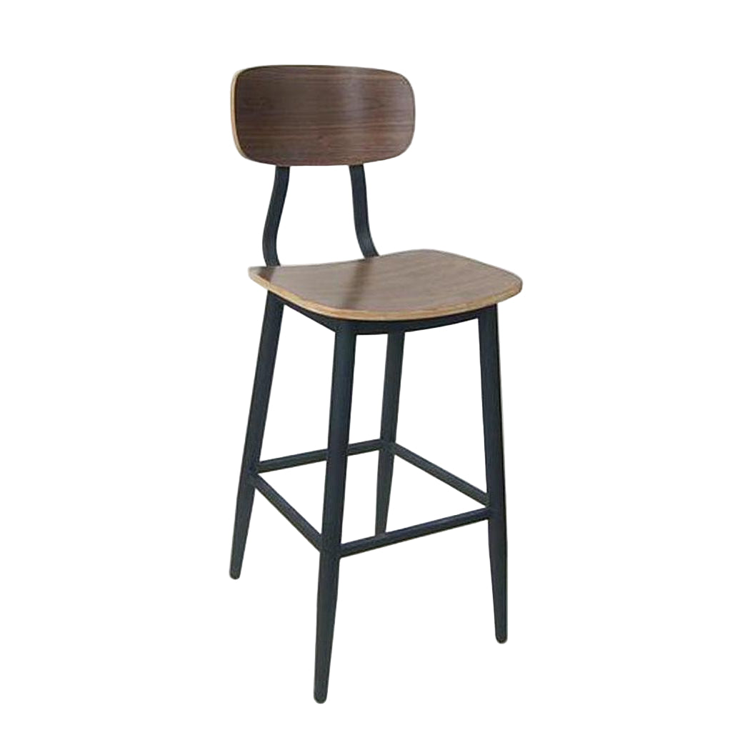 Round bar stool in walnut wood and metal